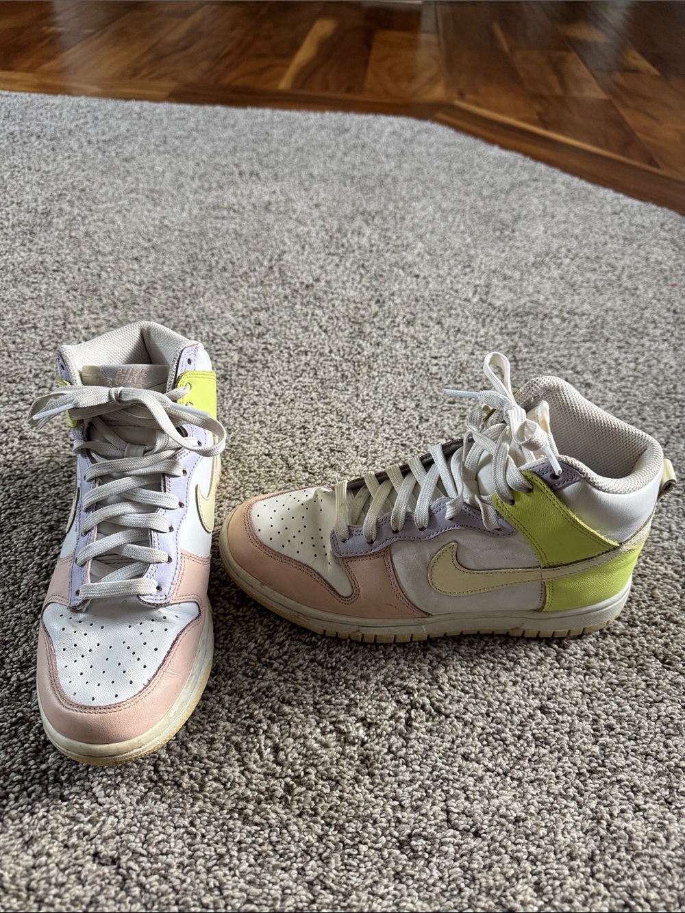 Nike Women's High-Top Sneakers in Pastel Pink, Lavender & Lime